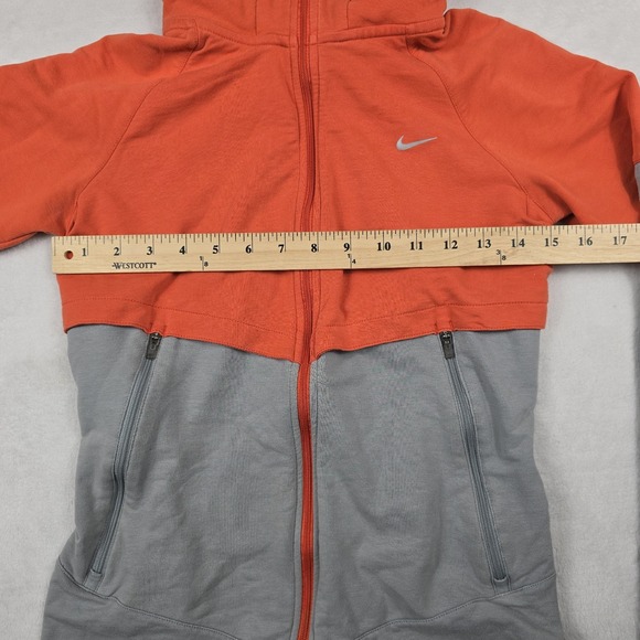Nike Running Women's Size Small Coral Gray Removable Hood Full Zip Jacket - Picture 2 of 7